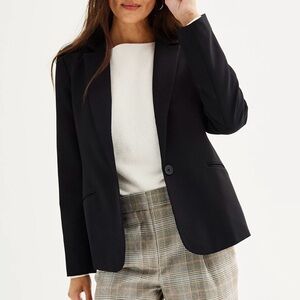 Nine West Suit Black one button fitted blazer 12